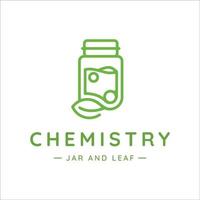 copo ou jarra logotipo linha arte ilustração vetorial modelo de ícone design. laboratório de química criativa com símbolo de folha ou sinal para empresa vetor