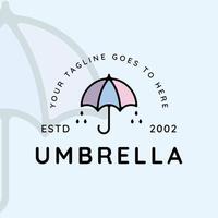 guarda-chuva logotipo moderno linha arte simples ilustração vetorial minimalista modelo ícone design gráfico vetor