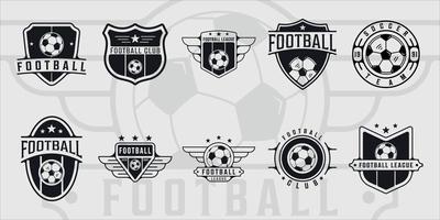 conjunto de futebol ou logotipo de futebol logotipo de vetor vintage ilustração modelo ícone design gráfico. coleção de pacotes de vários sinais ou símbolos de clubes esportivos com crachá retrô e tipografia