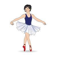 menina dançando em sapatilhas e tutu de balé. pequena bailarina isolada. ilustração de dança de aula de balé.