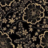 estampa floral. fundo sem emenda de flores. florescer papel de parede de jardim ornamental em estilo oriental chinês retrô vetor