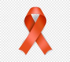 símbolo de conscientização do câncer de rim. fita laranja isolada em fundo transparente vetor