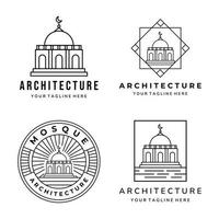 conjunto de arte de linha de mesquita pacote logotipo símbolo ilustração vetorial design de modelo vetor