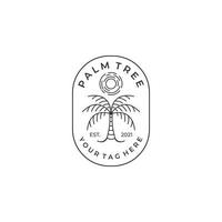 palmeira linha arte emblema logotipo ilustração vetor modelo design