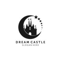 design de modelo de vetor de ilustração de logotipo de silhueta de castelo de sonho