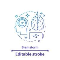 ícone do conceito de brainstorm. ilustração de linha fina de ideia de processo de pensamento. busca de soluções. geração de ideias. desenho de contorno isolado de vetor. traço editável vetor