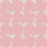 padrão sem emenda de tons pastel com silhuetas de girafa cinza desenhadas à mão. fundo claro rosa. vetor