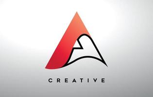 letra a com contorno preto e cores gradientes vermelhas. design de logotipo de carta moderno criativo. vetor
