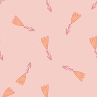 padrão sem emenda de doodle minimalista com silhuetas de tulipa de flores desenhadas à mão. cores pastel rosa. vetor