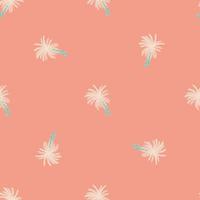 estilo minimalista abstrato sem costura padrão com ornamento de palmeira de luz. fundo rosa. estilo doodle. vetor