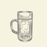 copo transparente de cerveja isolada ilustração vetorial vintage. vetor