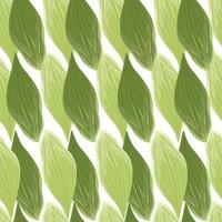 isolado padrão sem emenda de folhagem botânica com ornamento de silhuetas de folha simples verde. fundo branco. vetor