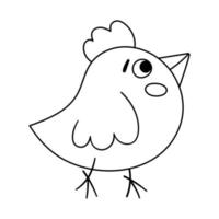 ícone de pássaro preto e branco de vetor isolado no fundo branco. delinear o símbolo tradicional da primavera e o elemento de design. animal fofo com ilustração de tufo ou página para colorir para crianças