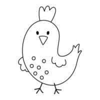 ícone de pássaro preto e branco de vetor isolado no fundo branco. delinear o símbolo tradicional da primavera e o elemento de design. animal fofo com ilustração de tufo para crianças