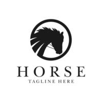 design de logotipo de ilustração de círculo de cabeça de cavalo vetor