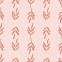 padrão de flora sem costura com silhuetas de ramos de folha em estilo simples. fundo rosa claro. vetor