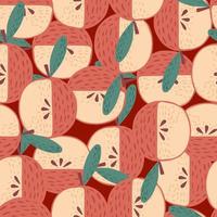 padrão de frutas sem costura abstrata aleatória com maçãs. impressão de desenhos animados de cor vermelha e rosa. vetor
