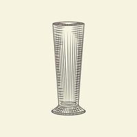 tinta mão desenhada ilustração vetorial de vidro de cidra vazio. copo de pilsner vintage de desenho de cerveja isolado na luz de fundo. vetor