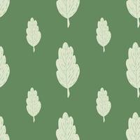 padrão sem emenda botânico minimalista com ornamento de folha de luz. fundo verde. vetor