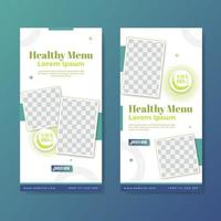 design de modelo de banner de promoção de menu de comida saudável vetor