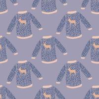 padrão sem emenda de inverno bonito com camisola de natal com veados. arte da paleta azul. vetor