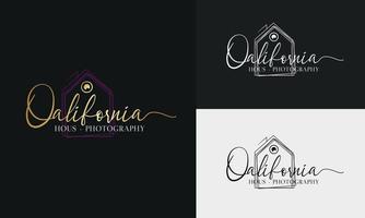 vetor de modelo de logotipo de fotografia de caligrafia. conceito de logotipo de assinatura