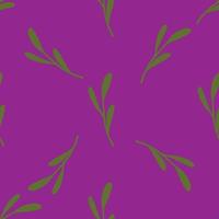 padrão de primavera sem costura sazonal com impressão de doodle de galhos de folhas. fundo roxo brilhante. estilo da natureza. vetor