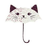 guarda-chuvas parecem gato em fundo branco. cor cinza guarda-chuva abstrata no doodle. vetor
