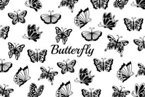 conjunto de coleção linda borboleta borboletas animal ilustração desenhada à mão vetor