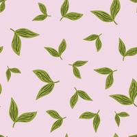 sem costura padrão floral com silhuetas de folhas aleatórias verdes. fundo rosa pastel. estampa de ervas. vetor