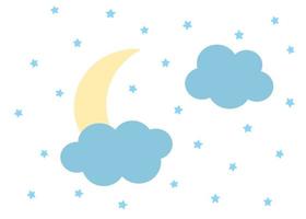 céu estrelado da noite, lua e nuvens. para banner, pôster, panfleto, cartão postal vetor