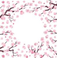 ramos de cereja sakura japão com flores desabrochando e moldura em fundo transparente vetor