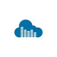 logotipo de música em nuvem, logotipo de tecnologia em nuvem vetor