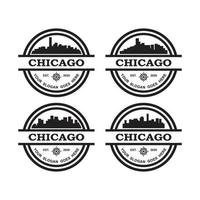 um conjunto de vetor de horizonte de chicago, um conjunto de logotipo de arranha-céu de chicago