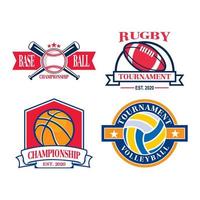 um conjunto de vetores de torneios, um conjunto de logotipos esportivos