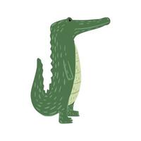 vale crocodilo isolado no fundo branco. animais selvagens de personagem de desenho animado engraçado no doodle. vetor