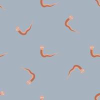 padrão sem emenda de réptil minimalista aleatório com formas de cobras doodle rosa. fundo azul pastel. vetor