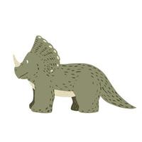 triceratops bonito isolado no fundo branco. desenhos animados jurássicos de dinossauros em doodle. vetor