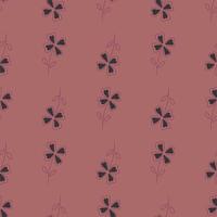 padrão sem emenda de natureza ornamental com ornamento de trevo de quatro folhas doodle. fundo rosa pálido. vetor