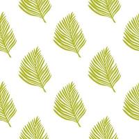 isolado padrão sem emenda de folhagem tropical com ornamento de folha de samambaia simples verde. fundo branco. vetor