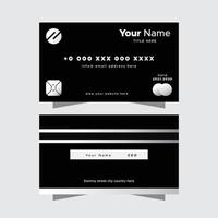 cartão de visita preto prata estilo cartão de crédito vetor