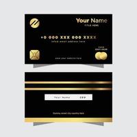 cartão de visita preto dourado estilo cartão de crédito vetor