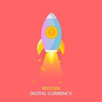 Lançamento do navio-foguete Bitcoin. Cryptocurrency Blockchain Crypto Vector