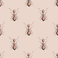 formigas de colônia padrão sem emenda no fundo rosa. modelo de insetos vetoriais em estilo simples para qualquer finalidade. textura de animais modernos. vetor