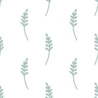 padrão sem emenda isolado com impressão de silhuetas de ramos azuis simples. fundo branco. estilo vintage. vetor