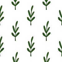 padrão sem emenda minimalista botânico com ornamento de ramos de folha simples verde. fundo branco. vetor