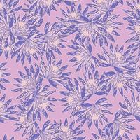 sem costura padrão com lótus de desenho de mão no fundo rosa. modelo floral roxo de vetor em estilo doodle. textura botânica de verão suave.