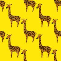padrão sem emenda brilhante com ornamento de girafa colorido laranja e preto. fundo amarelo. vetor