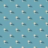 abstrato sem costura padrão animal voador com silhuetas de pássaros doodle. arte da paleta azul. vetor