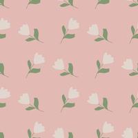 padrão sem emenda de tons pastel com formas de flores de tulipa fofas e macias. arte de natureza de botânica de paleta rosa. vetor